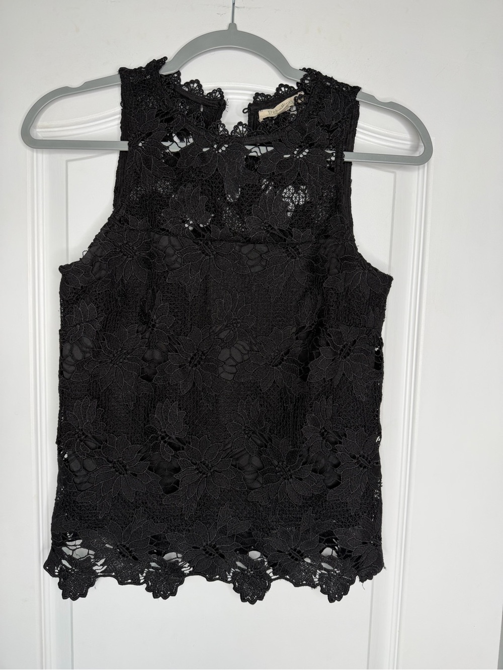 Rebellion Again Black Floral Lace Sleeveless Top Size S